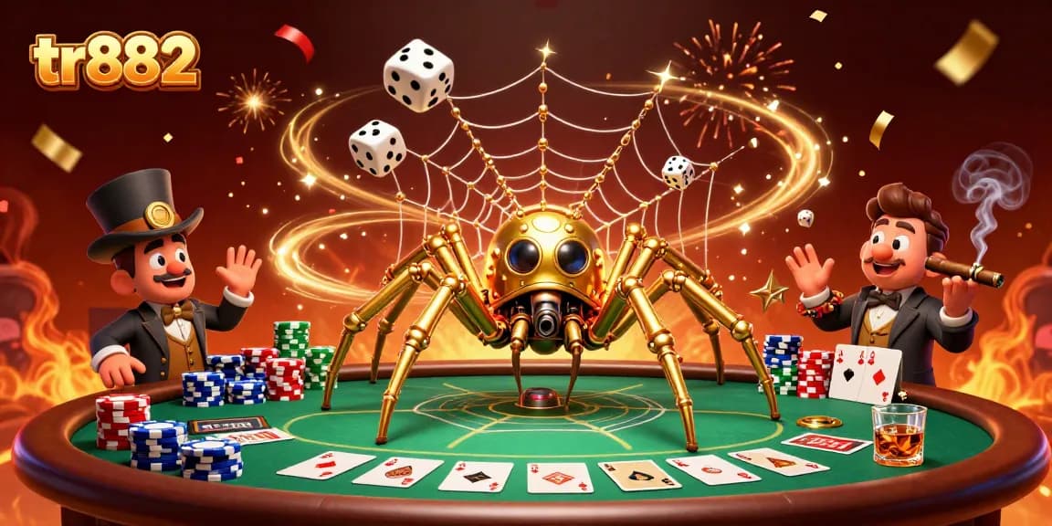 Trap lucky dice with tr882 at a vibrant casino scene showcasing poker action and festive atmosphere