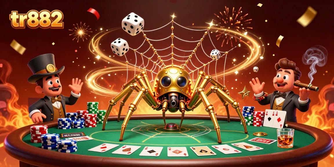 Trap lucky dice with tr882 at a vibrant casino scene showcasing poker action and festive atmosphere