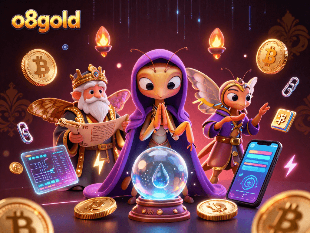 Engage in thrilling gameplay at o8gold with vibrant 3D characters and cryptocurrency gaming elements.