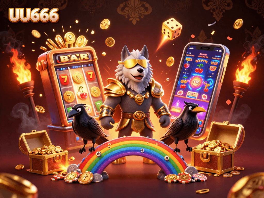Experience UU666 with a vibrant scene where Odin and ravens celebrate jackpot wins in a 3D casino.