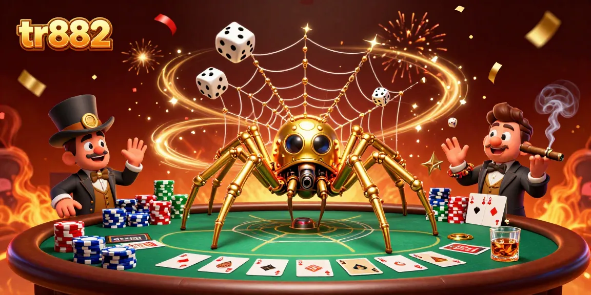 Trap lucky dice with tr882 at a vibrant casino scene showcasing poker action and festive atmosphere