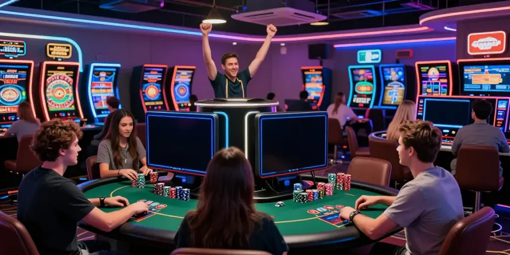 Engaging gaming experience at http://sin88-onl.com/ casino with players enjoying poker and sports betting.