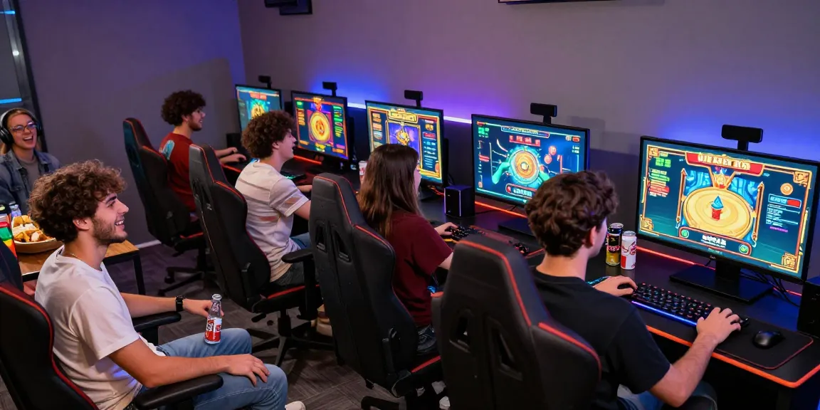 CICAKWIN gaming scene with friends enjoying online slot games and vibrant graphics