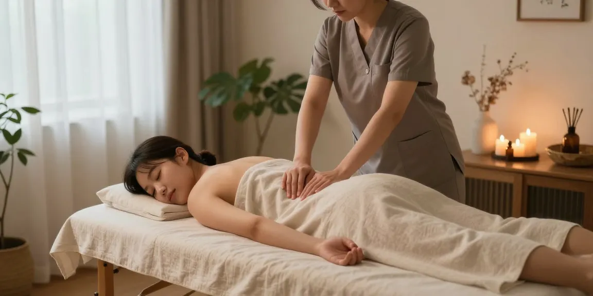 Enjoying 강남출장마사지 in a relaxing home setting with essential oils.