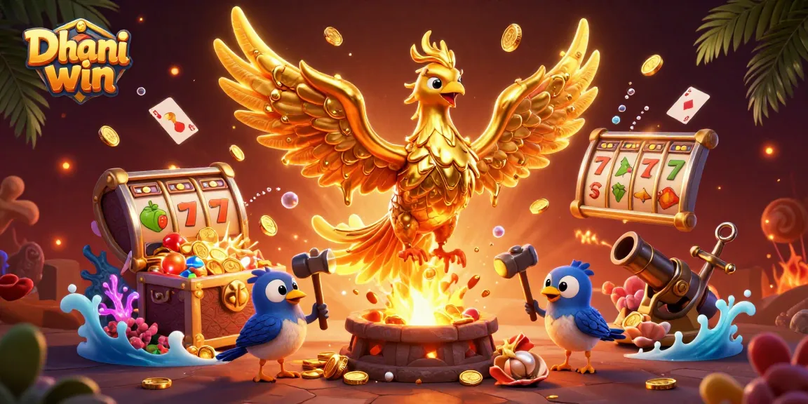 Dhani win offers thrilling gaming excitement with golden phoenix and vibrant casino elements.